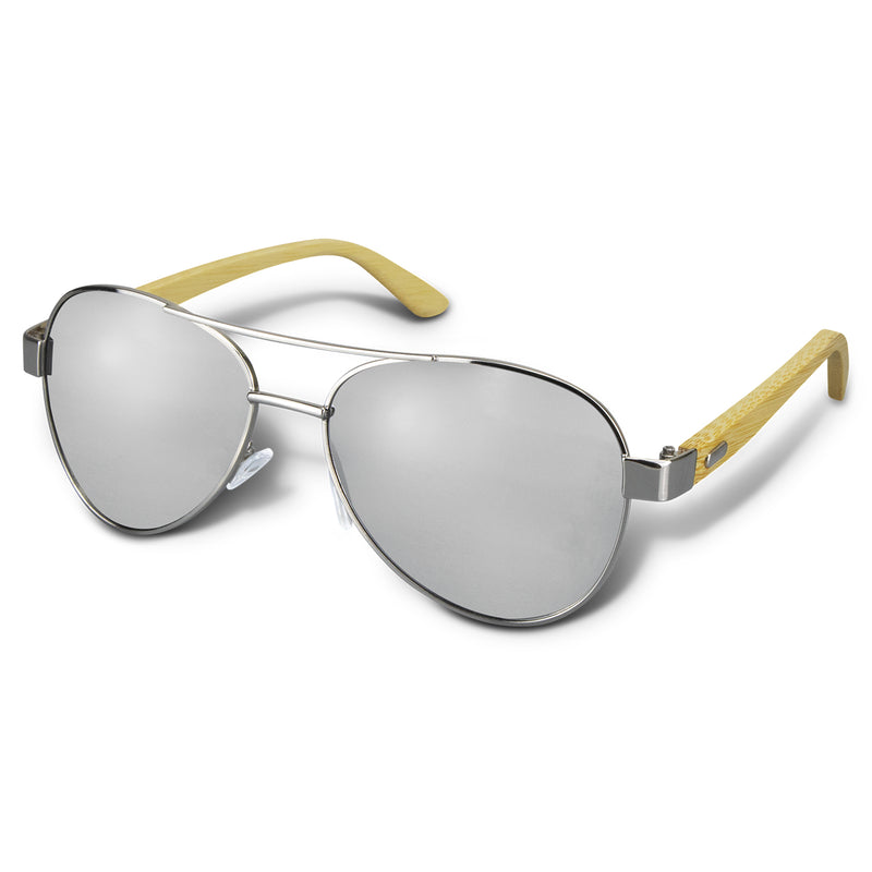 Aviator Mirror Lens Sunglasses - Bamboo