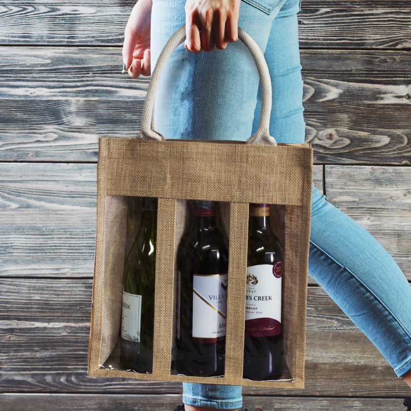 Serena Jute Triple Wine Carrier